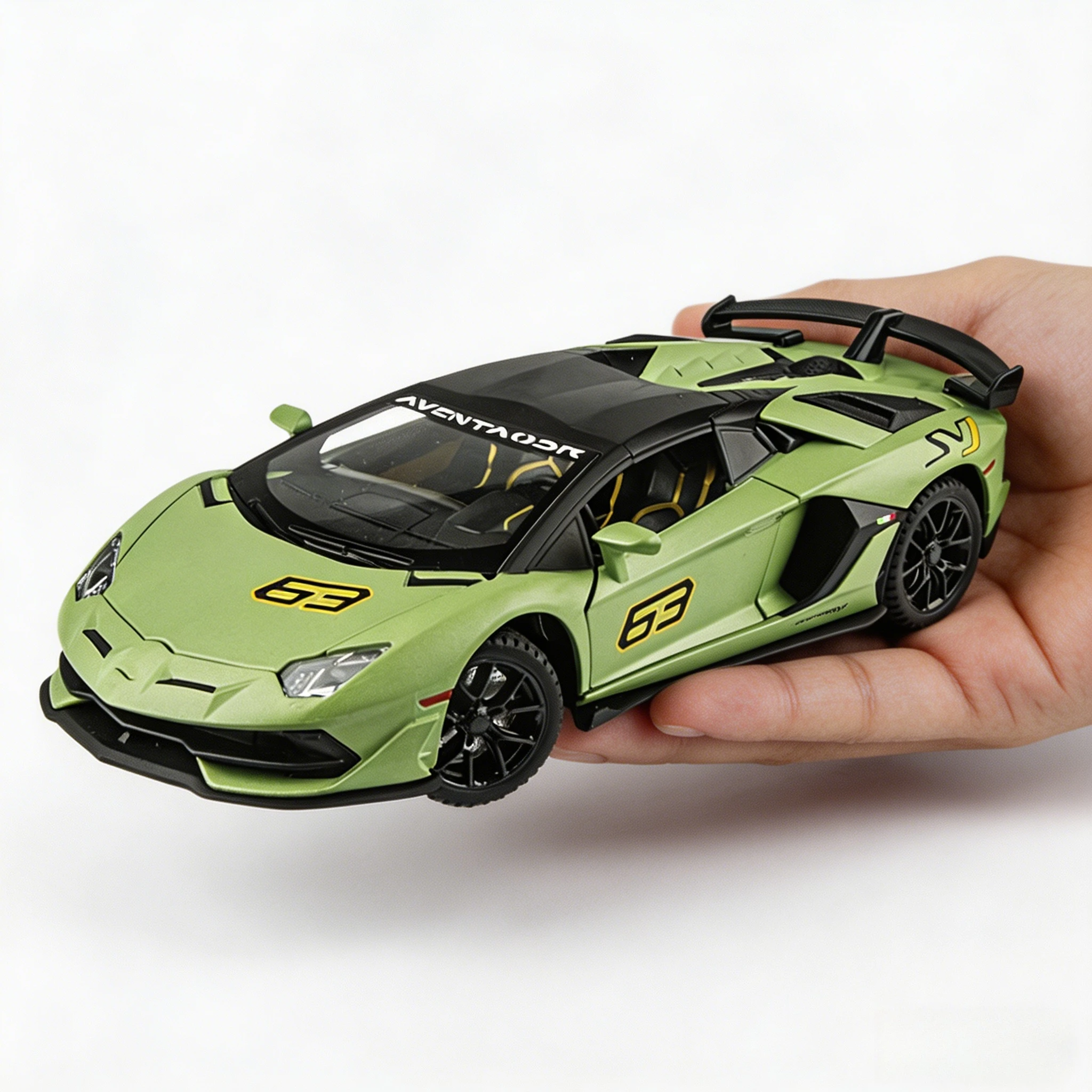

1:24 SVJ 63 Sports Car Alloy Diecast Miniature Metal Car Simulation Sound ＆ Light Toy Car For Boys Gift