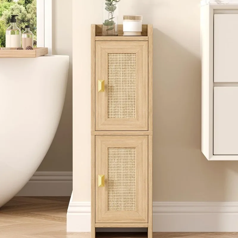 Bathroom toilet side cabinet Locker storage cabinet Large capacity waterproof solid wood double door