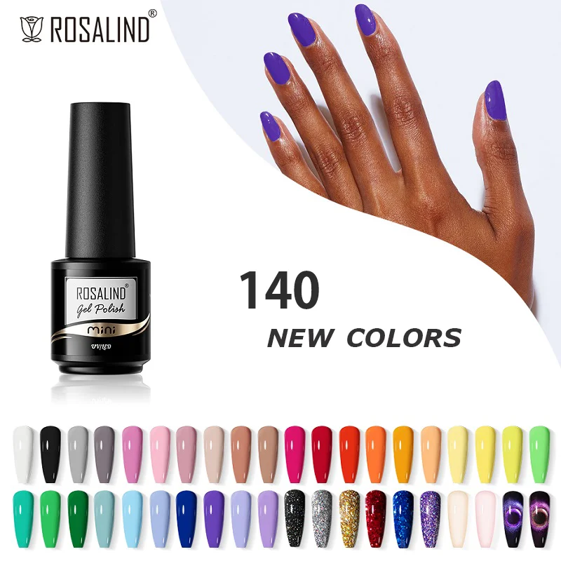 

ROSALIND 140 Colors Gel Nail Polish Colorful Series Neon Luminous Soak Off UV/LED Semi Permanent Primer Top Coat Gel Varnish