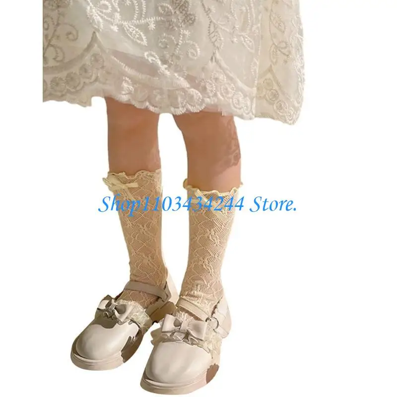 Lace Bowknot Summer Mesh Socks Girls Socks Non-Slip Stretchy Knee High Socks