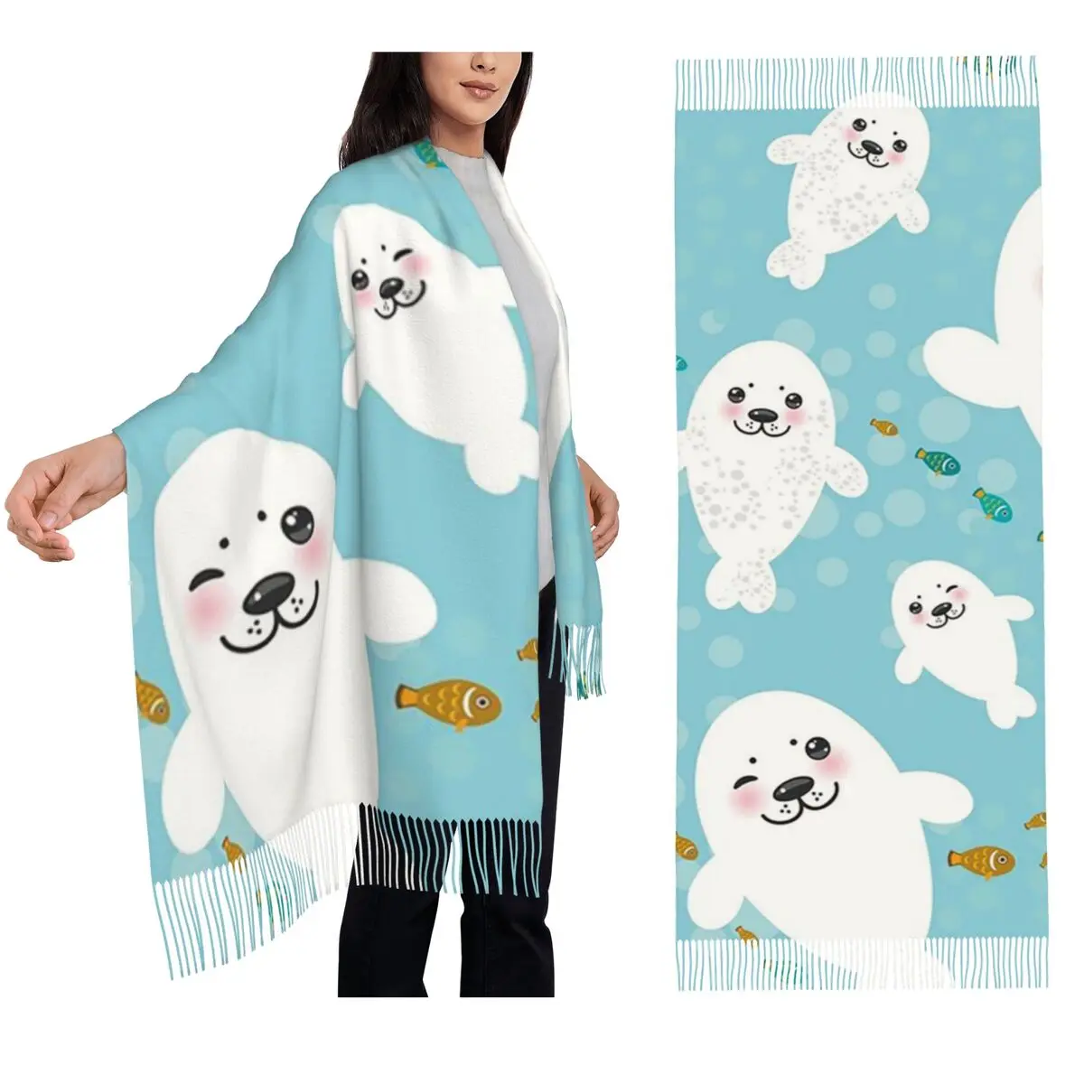 

Little Seals Scarf Tassel Scarves Women Soft Warm Shawls and Wraps Large Fall Winter Shawl Wrap