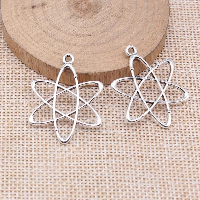  10pcs Atomic Structure Pendant Physics Charm Jewelry Findings Educational Accessory for Science Lovers and Classroom Use