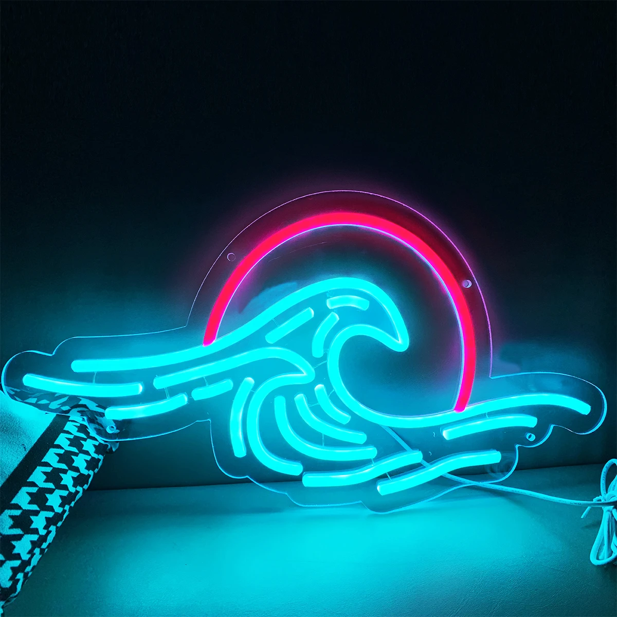 Wave LED neon lighting letters  cold white light lighting children's room lighting future