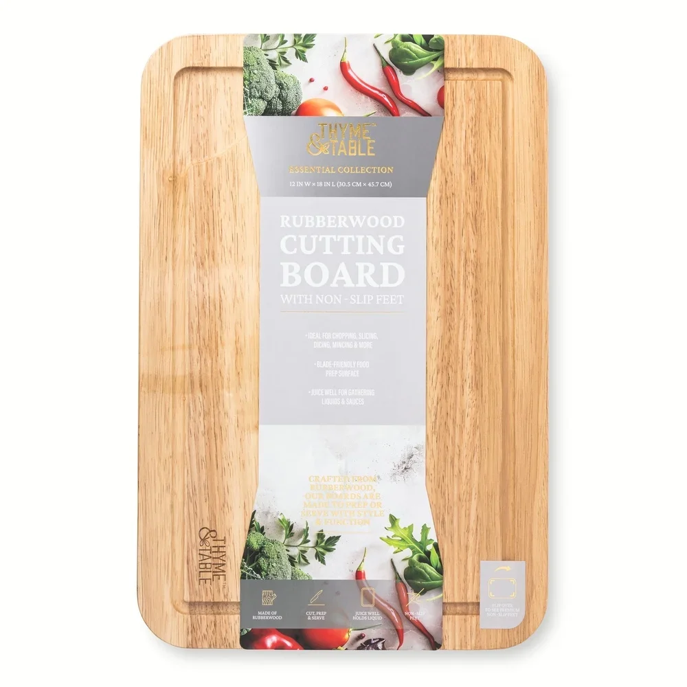 เขียงไม้ยางขนาดใหญ่พร้อมน้ําผลไม้ดีลื่นฟุตใบมีดพื้นผิว KITCHEN Prep เครื่องมือ Perfect สับหั่น