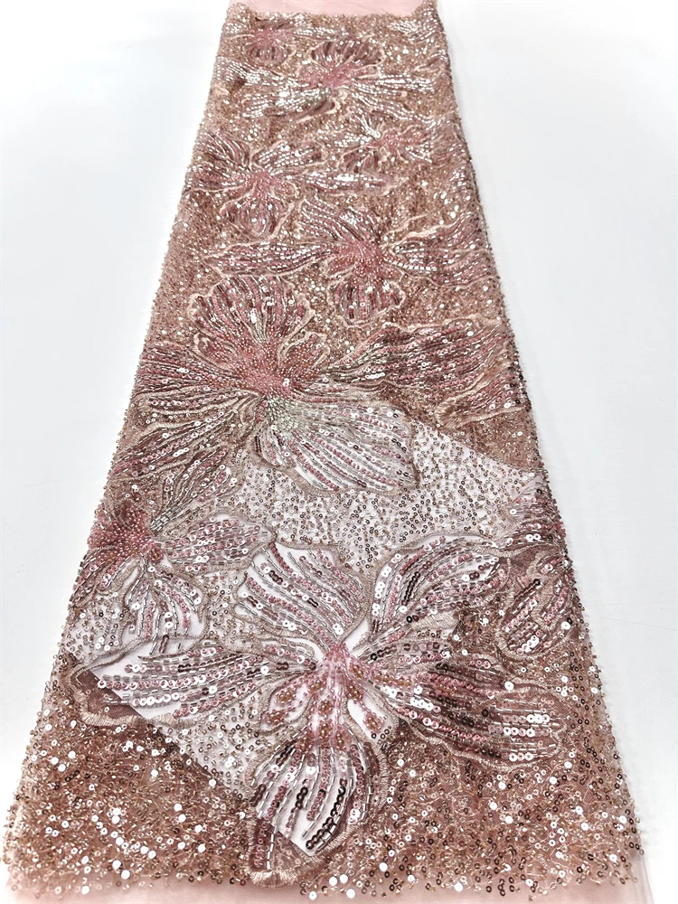 아프리카 신랑용 고급 비즈 튤 레이스 원단 2025 고품질 나이지리아 스팽글 레이스 원단 신부 웨딩 파티 드레스용