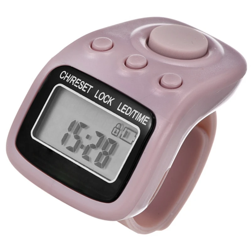 6 Digits Finger Counter Handheld Electronic Counter Ring Tasbeeh Counter with Time Display LED Digital Tally Counter