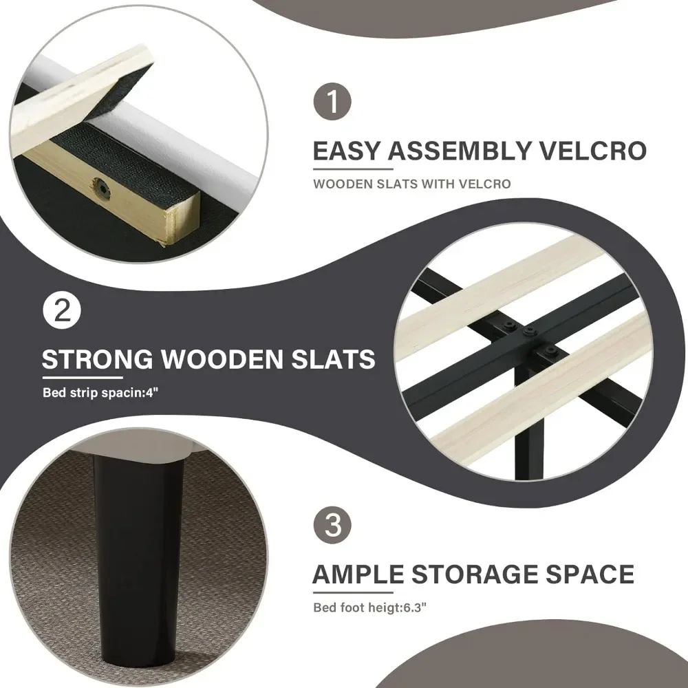 Groot LED-bedframe, modern gestoffeerd platformbedframe met LED-lichthoofdeinde, mooie bedden