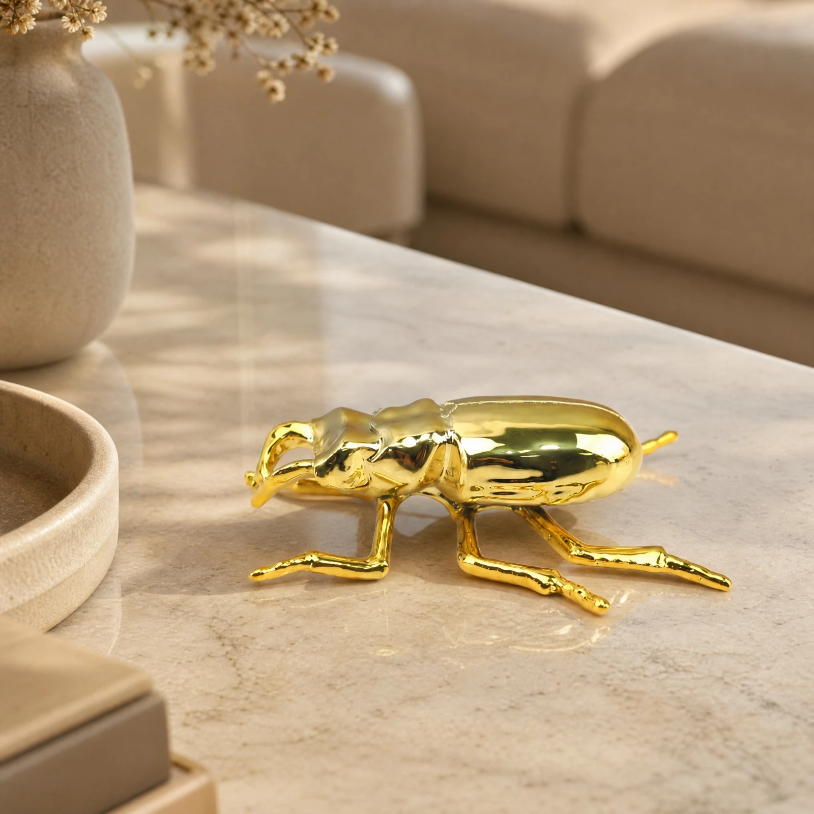 Beetle-Shaped Resin Figurine Sculpted Animal Figurine Table Decoration Delicate for Entryway Console, Living Room