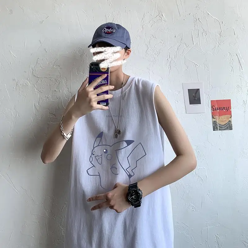 top summer short sleeve vest male Korean version 2024 new T-shirt sleeveless loose everything casual