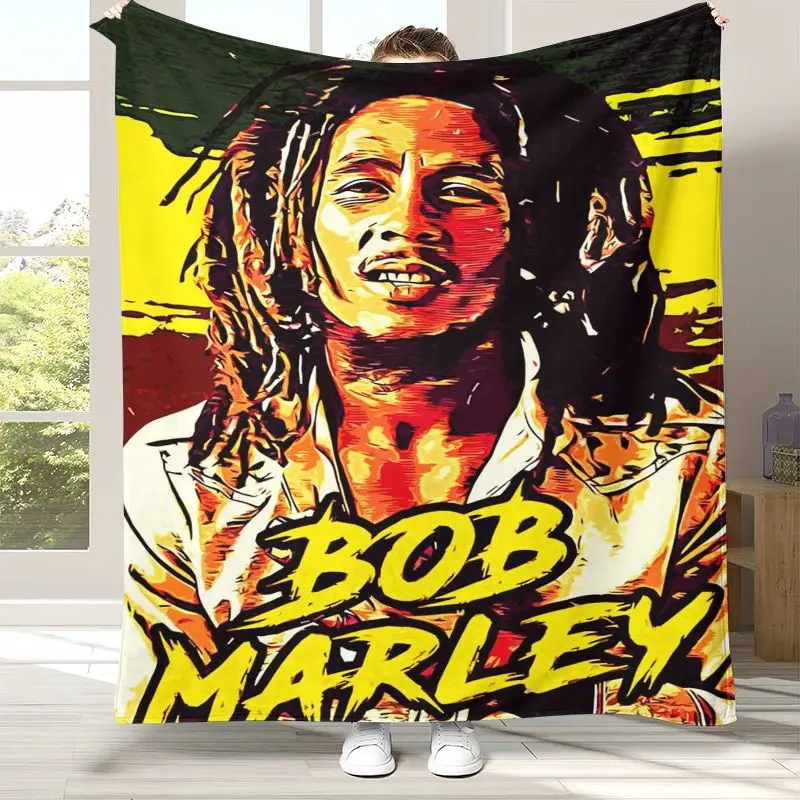 3D Reggae Music Bob Marley Rasta Color Soft Flannel Throw Blanket,Cozy Warm Blanket for Bed,Sofa,Living Room,Camping,Home Decor