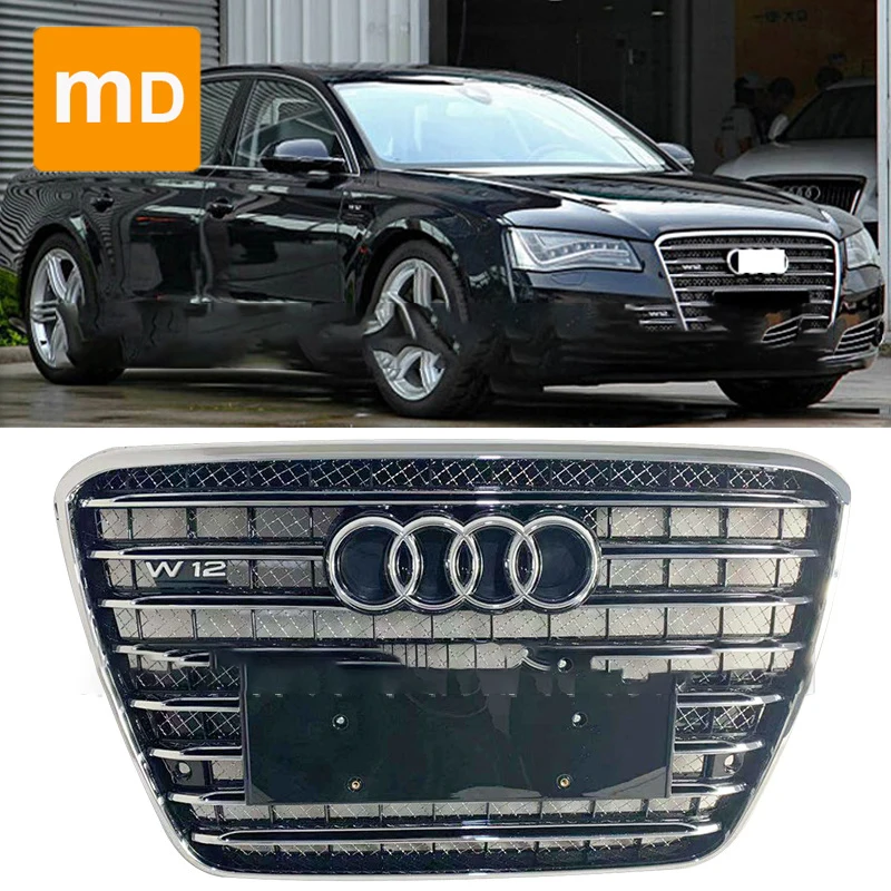 Glossy Black Radiator Grilles For 2010-2013 Audi A8 Modified D4 W12 Bumpers Body Kit Car Accessories Upgrade