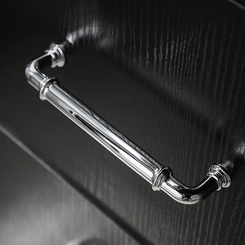 Brass French Cream Style Electroplated Wardrobe Door Handle Modern Minimalist Light Luxury Cabinet Minimalist silver Drawer Pull
