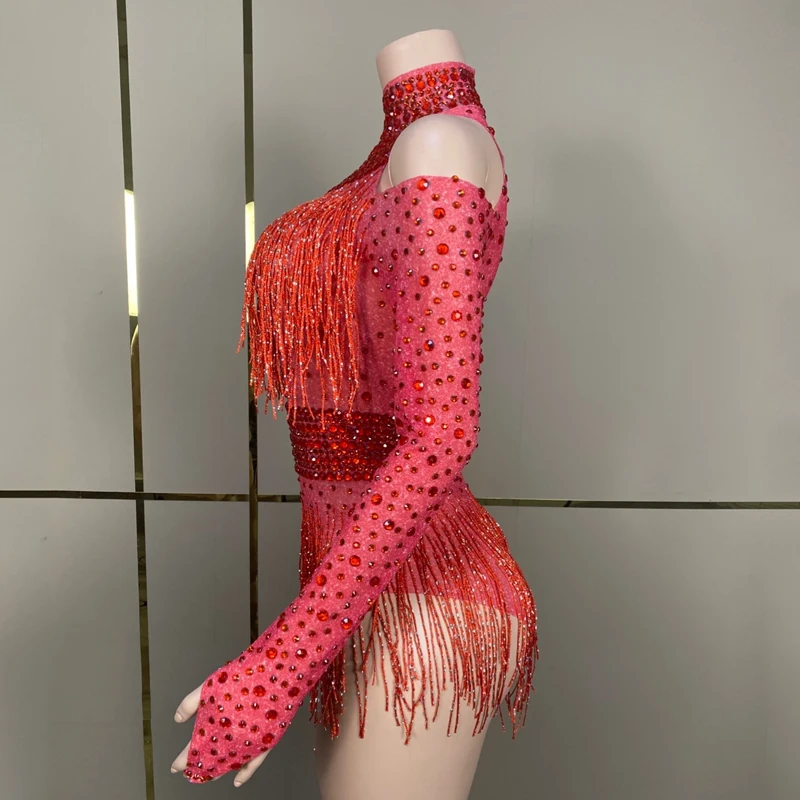 Nowe Wiele Kolorów Błyszczące Cyrkonie Frędzle Body Kobiety Gogo Dance Rave Strój Dj Ds Stage Jazz Odzież Drag Queen Kostiumy