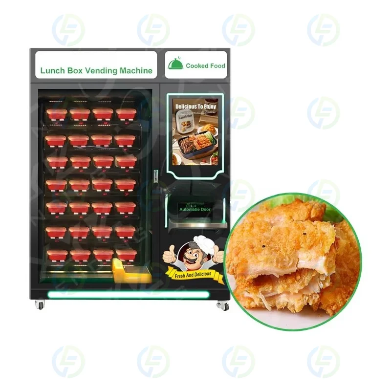 Touch Screen Lunch Box Hot Food Vending Machine with Coin/Bill/Credit Card/QR Code Payment Capacity SDK Enabled Customized