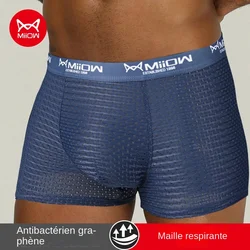 MiiOW Sexy Men Boxer Shorts Underwear Mesh Breathable Ice Silk Male Panties Lingerie Underpants Boxershorts Plus Size L-4XL 2022