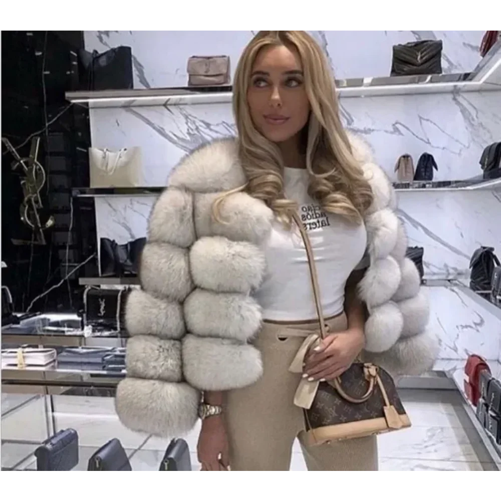 

Short Faux Fur Coat Women's Winter fashion Jacket Long Sleeve Fur Artificial Fur Coat