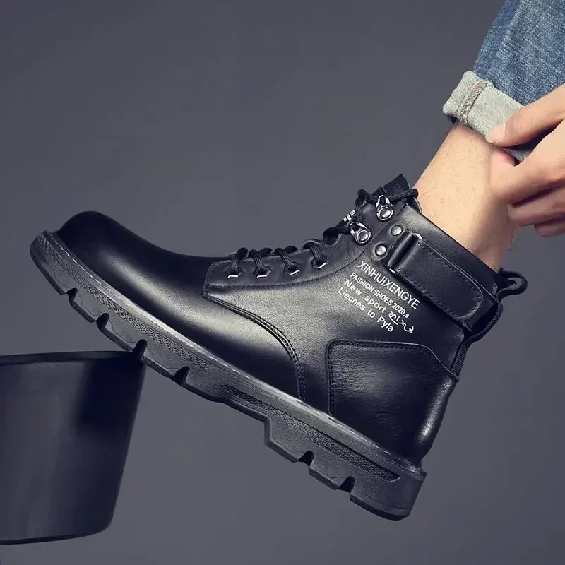 Men's Boots Motorcycle Ankle Booties for Motorcyclist Male Shoes Short Barrel Vintage Non Slip Hot Selling Offer New Classic Y2k