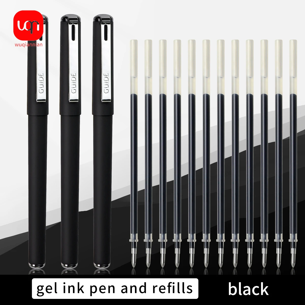 

WQN 3-piece matte neutral pens + 12-piece replaceable 0.5mm tip cartridge pen clips designed for continuous writing