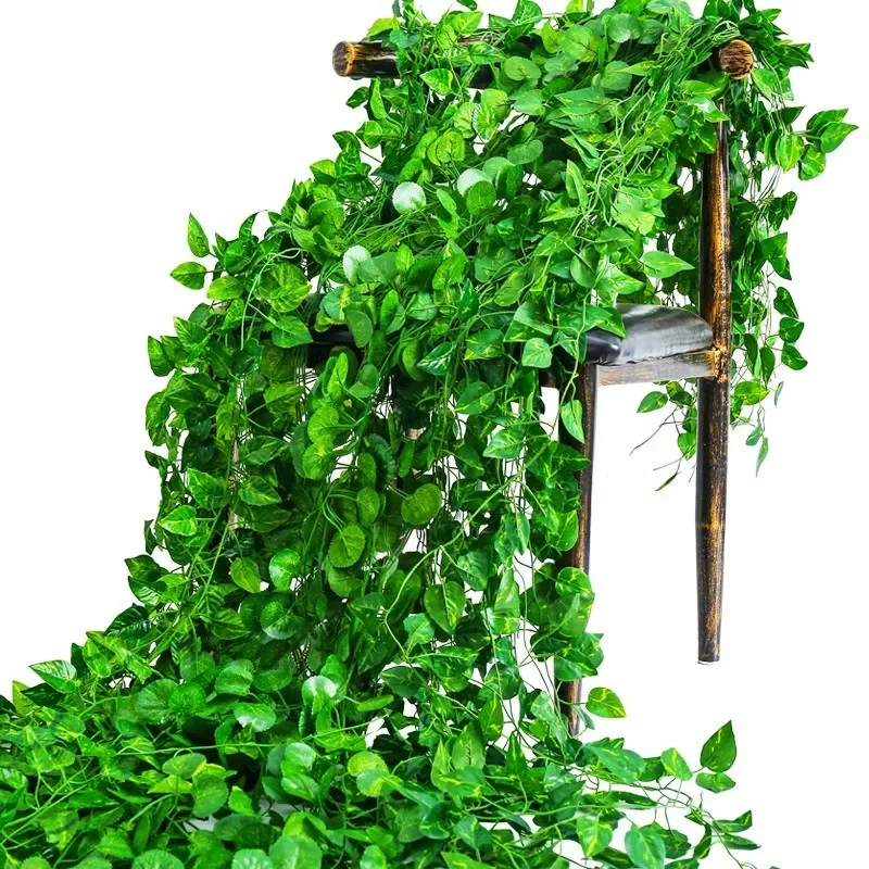 1Pcs 2.2M Artificial Plant Green Leaves Ivy Wall Hanging Vine Plants Home Garden Decoration Wedding Party DIY Fake Wreath Leaves