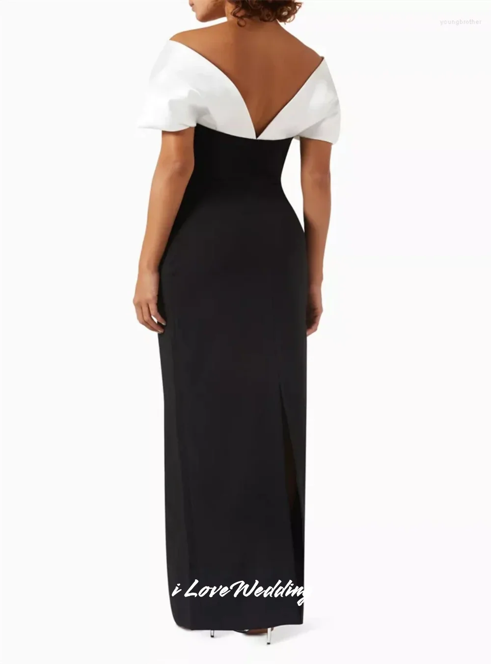 Vestidos de noche negros con hombros descubiertos, vestidos de fiesta hasta el suelo plisados sin espalda de sirena con cuello en V, vestido de fiesta de boda personalizado 2025