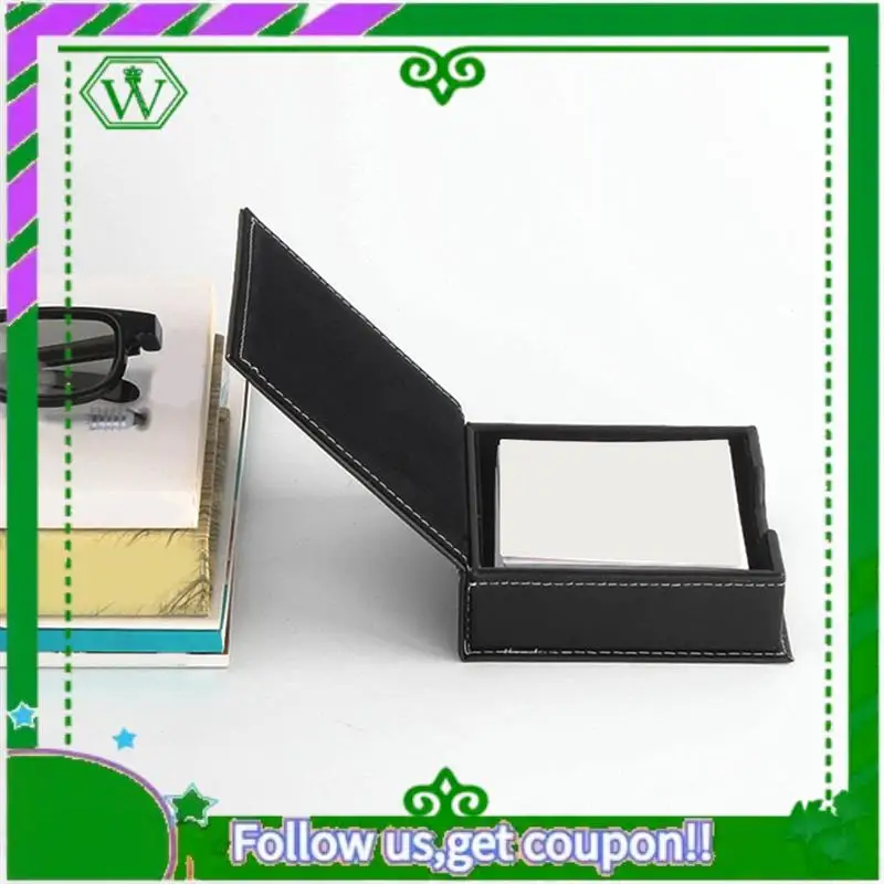 Reliable-Premium PU Leather Desk Organizer Memo Box With Card Holder, Sticky Note Storage For Office A