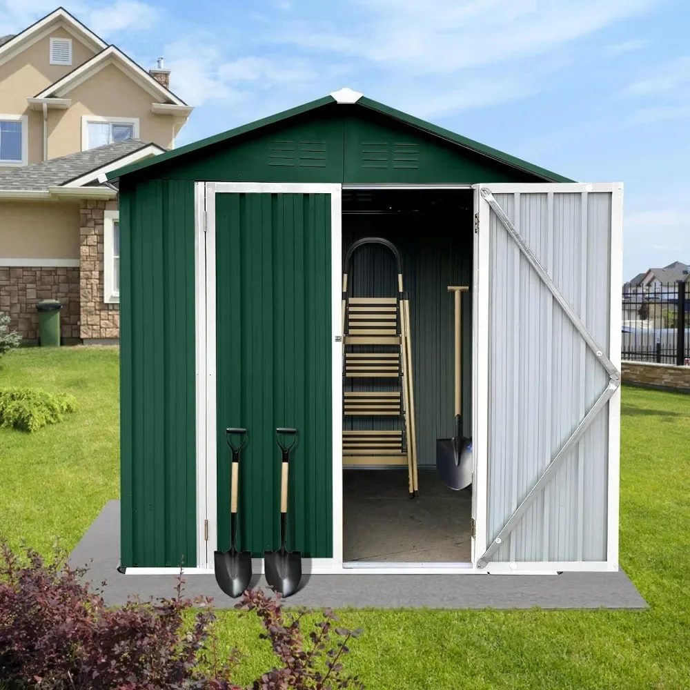 

Outdoor Storage Shed, Large Metal Tool Sheds, Utility and Tool Garden Shed with Lockable Doors for Backyard, Patio