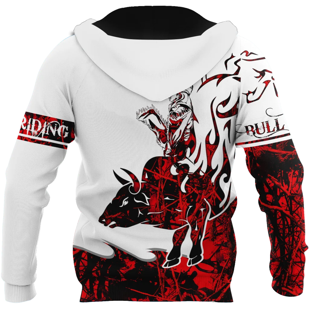 Custom Name Bull Riding Tattoo 3D All Over Printed Men Hoodie Unisex Hooded sweatshirt Streetwear Casual zipper hoodies DK447