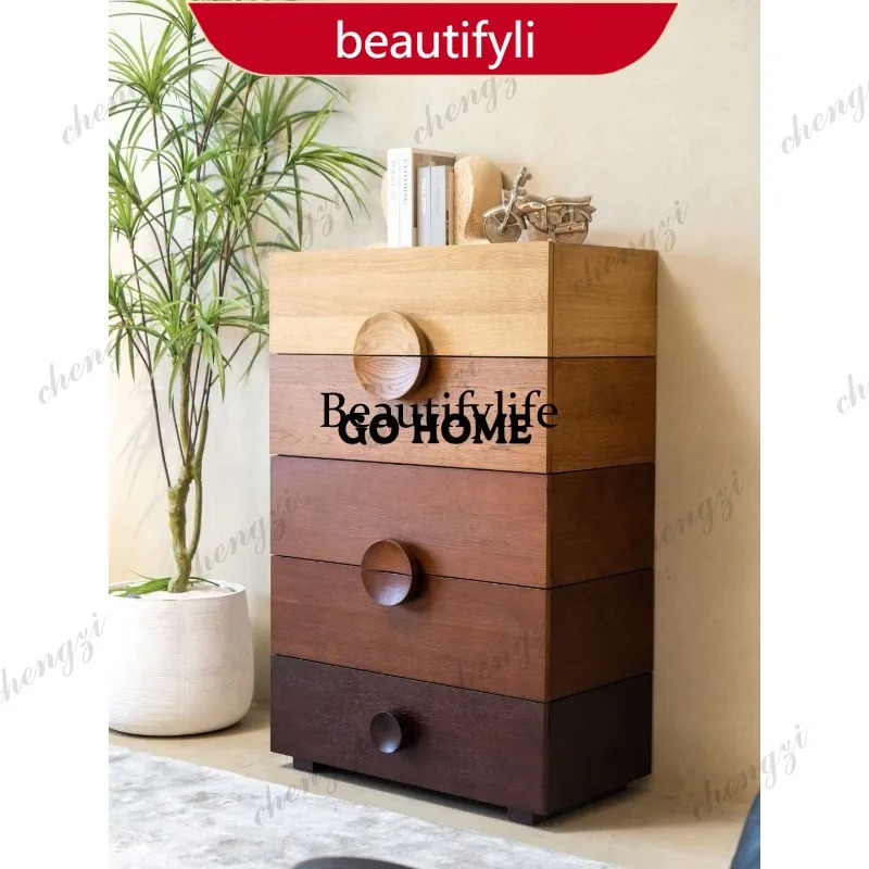 02A Medieval log wind many drawers chest cabinet living room bedroom locker gradual change color