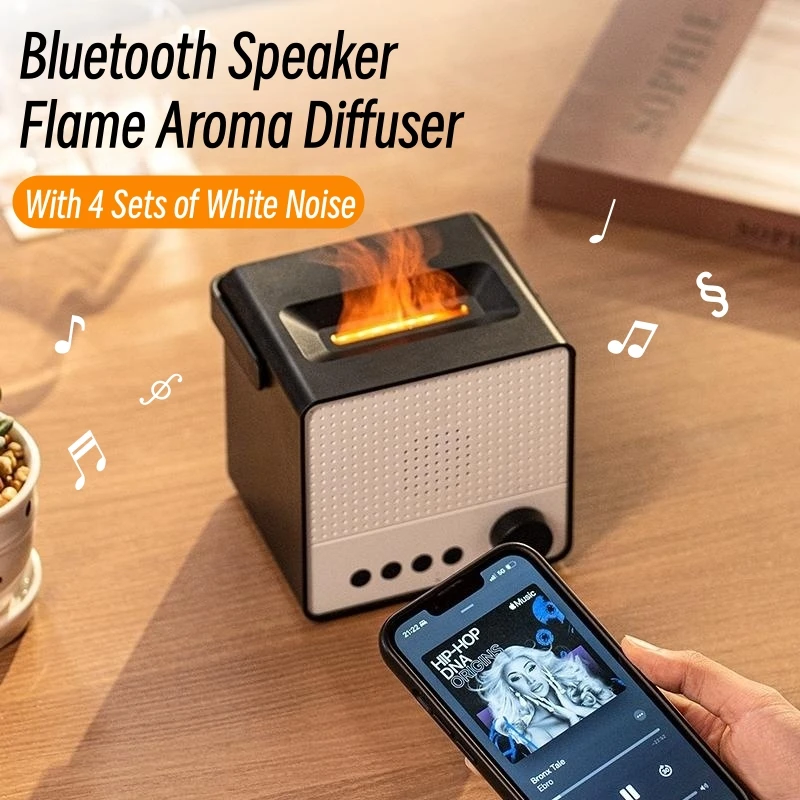 4 weißes Rauschen Aroma ätherisches Öl Diffusor Flammen lampe USB-Aufladung nach Hause Bluetooth-Lautsprecher Ultraschall Aroma therapie Luftbe