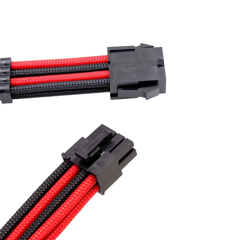 ATX Power Extension Cable Vga Cable 6+2p Graphics Card Extension Cable Black and Red Nylon Braided Mesh Adapter