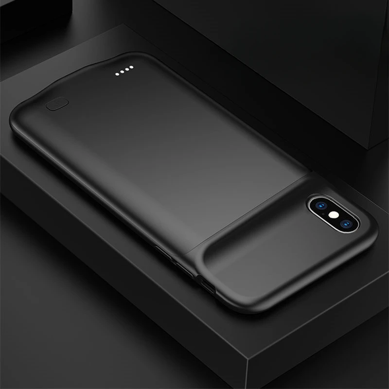 For IPhone XS Max Power Bank Case External Pack Backup Charger Case 4000mAh Slim Silicone Shockproof Battery Charger Cases
