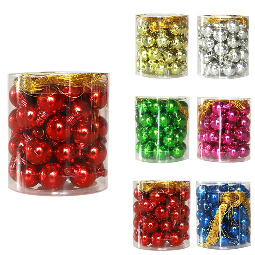 Hiasan pohon Natal bola Natal, dekorasi pohon GLITTER 1.5cm 48 buah