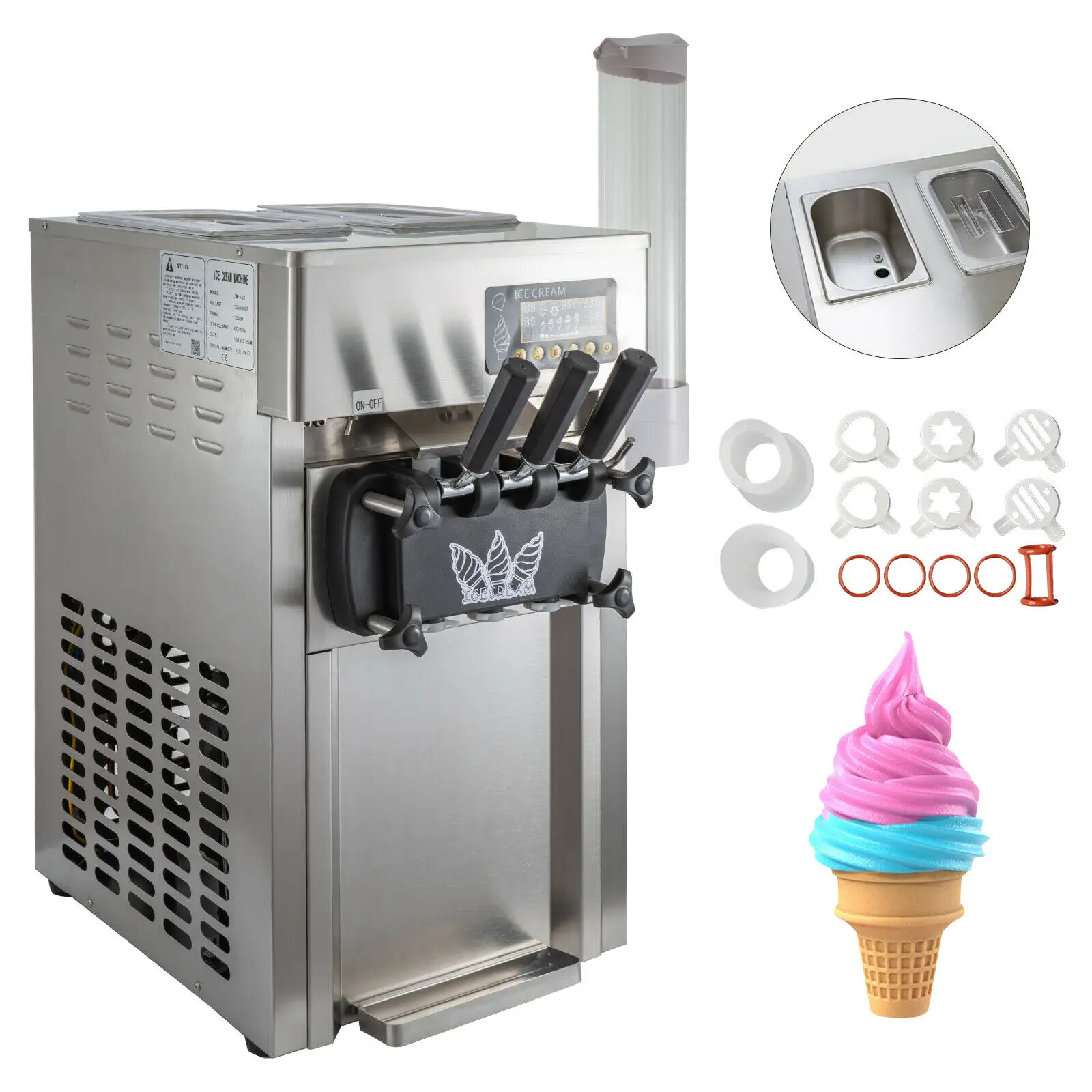 

PEIXU-168 Soft Ice Cream Maker Frozen Yogurt Machine 18L/H LCD Display