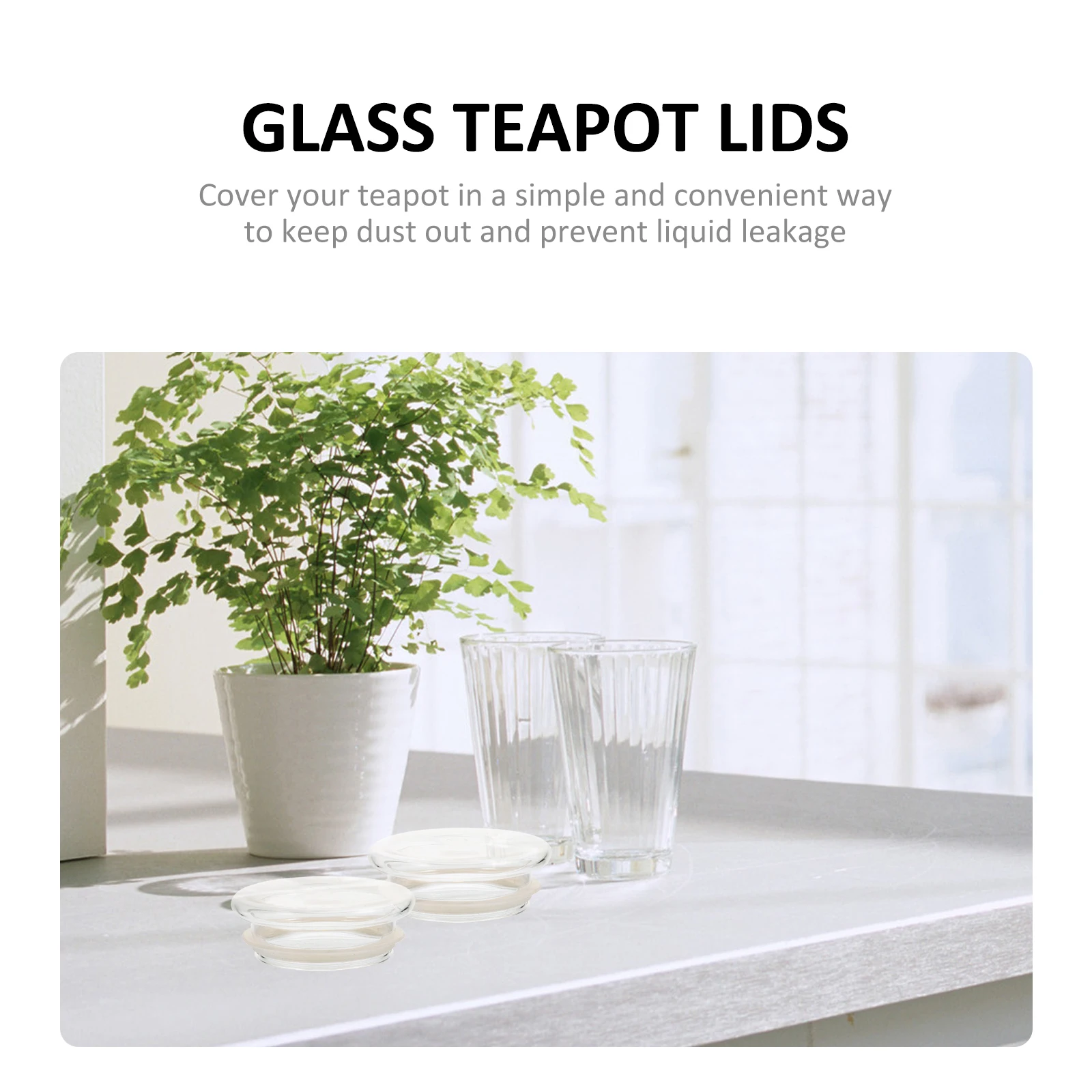 

2pcs Glass Teapot Lid Smooth Edge Design Dustproof Leak Resistant Easy Install Replacement Accessory For Tea Pot