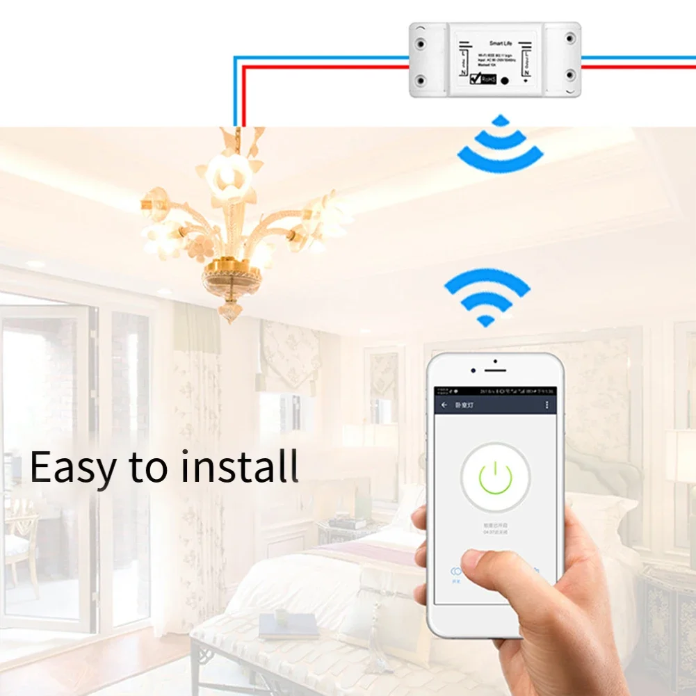 WiFi Smart Switch 10A Single Pole for Tuya Compatible Devices with Timer Function and Multi User Sharing Option