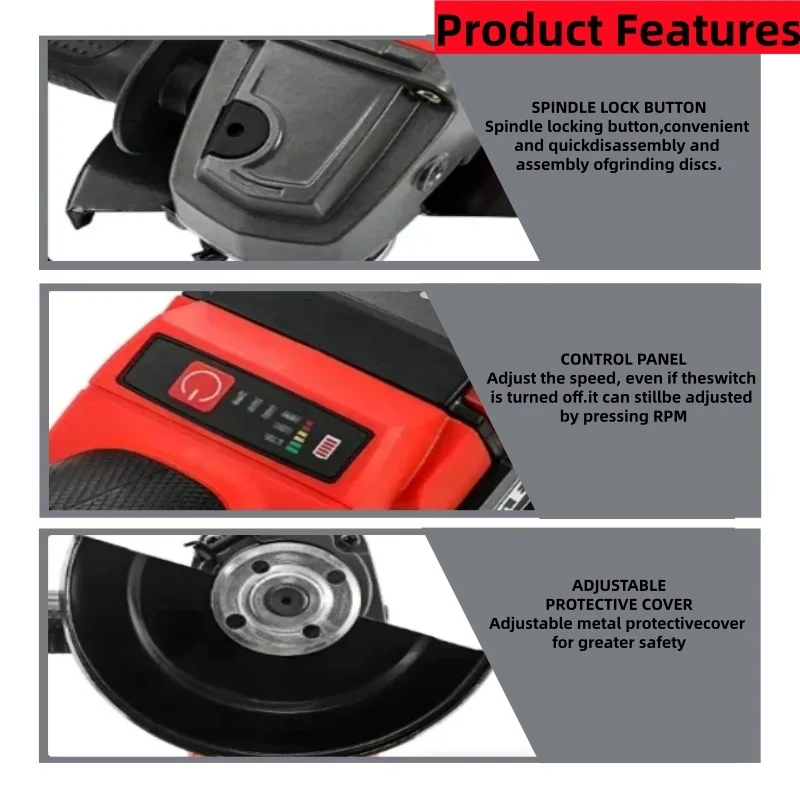 Mesin Gerinda Sudut Tanpa Sikat 125mm, Mesin Pemotong dan Pemoles dengan Saklar Paddle Tanpa Kunci, Perkakas Listrik untuk Baterai Milwaukee