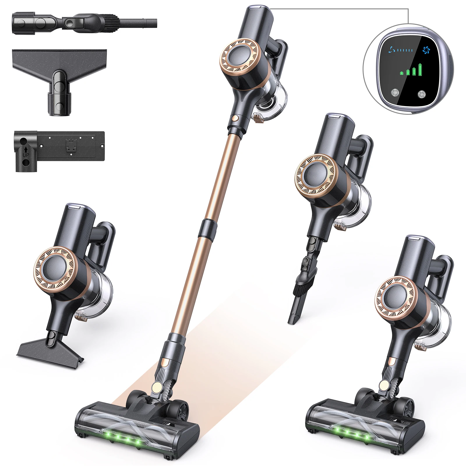 Lubluelu P2 280W 30000PA Ultra-Starker Kabelloser Staubsauger, 40 Min. Lange Laufzeit, Abnehmbarer Akku & Smart-Display