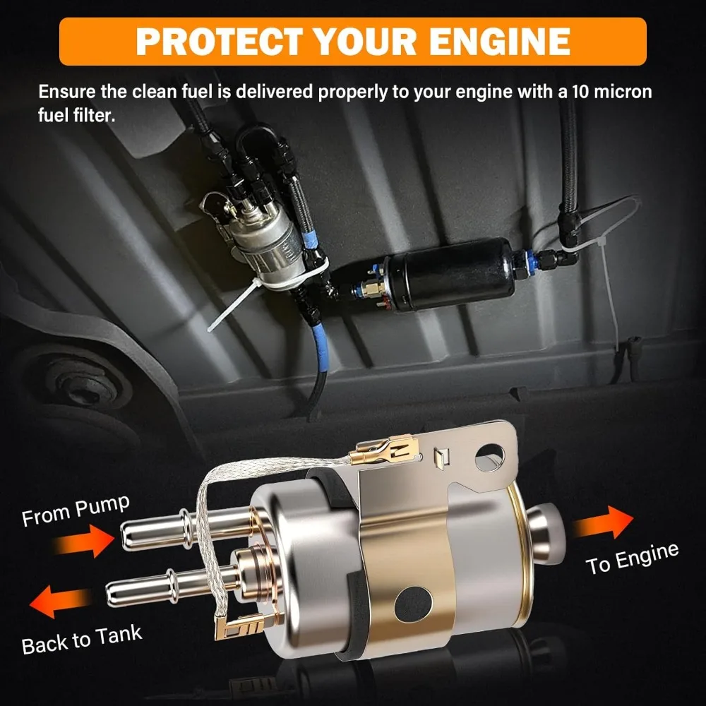 Inline Fuel Pump & Filter Regulator 58 PSI LS Swap EFI Conversion 255LPH High Pressure External Pump