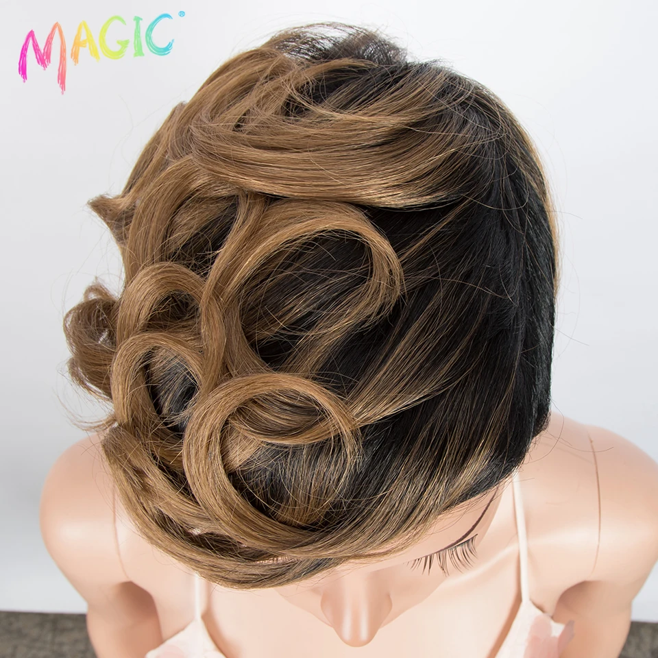 Magia peruca sintética 10 Polegada perucas de cabelo curto loira onda natural peruca resistente ao calor do cabelo para as mulheres frete grátis