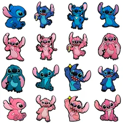 MINISO 1–16 niedliche Cartoon-Figur, Stich, weiches Gummi, DIY-Charm-Schuhe, Zubehör, Clogs, Sandalen, Loch, Schuhe, Party, Kindergeschenk