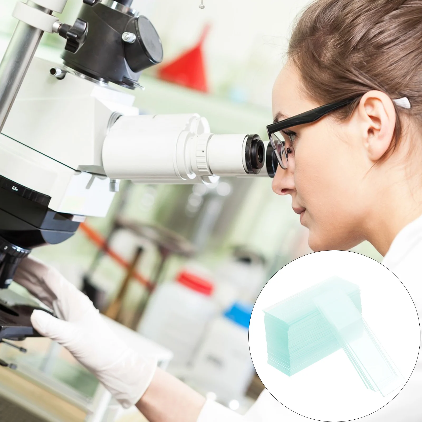 

100Pcs Microscope Slides Premium Glass Slides for Biological Sample Observation Laboratory Supplies for Biology Education