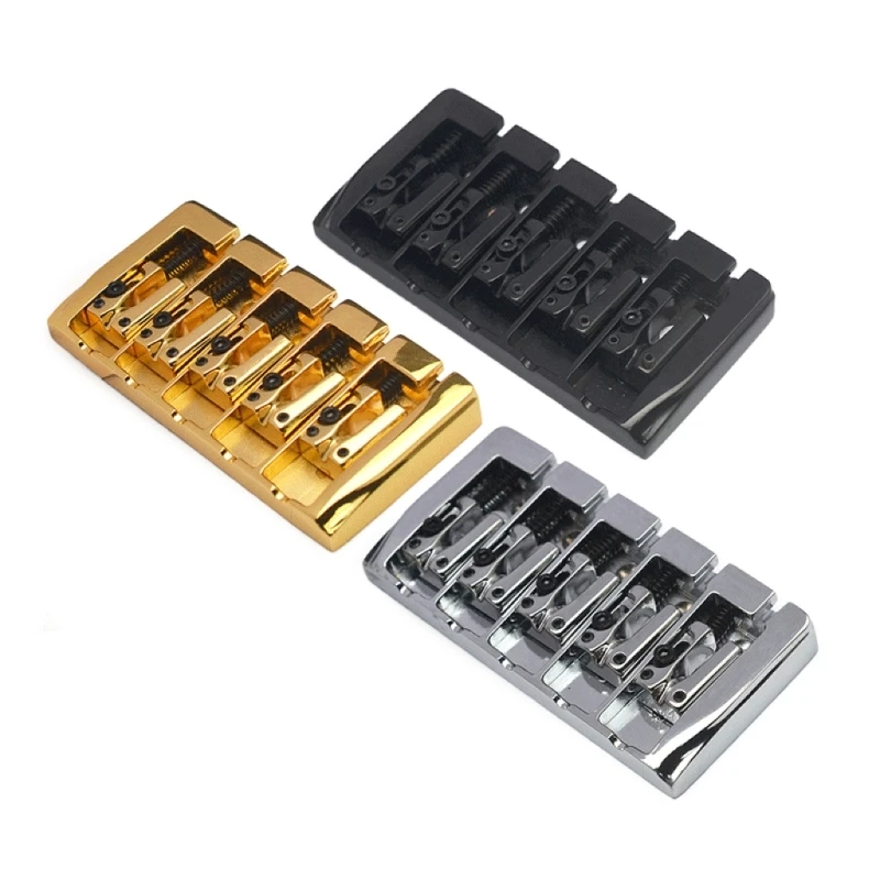 

5 Strings Bass Guitar Bridge, Metal Fixed Hardtail Tailpiece Bridge Saddle with Mounting Screws for Electric Guitar Dropship