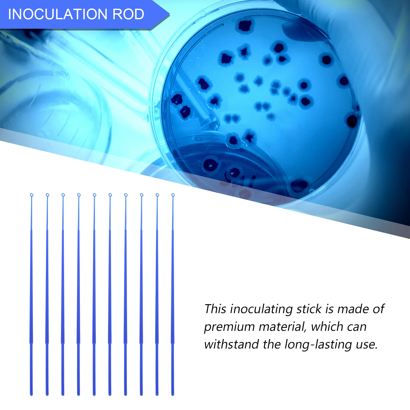

20 Pcs Inoculation Rods Disposable Blue Microbiology Lab Tools Stable Heat Resistant Sample Transfer Experiment Use