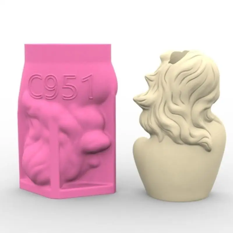 31BB Flexible Silicone Mould Girl for Crafting Plant Pots and Desk Organizers