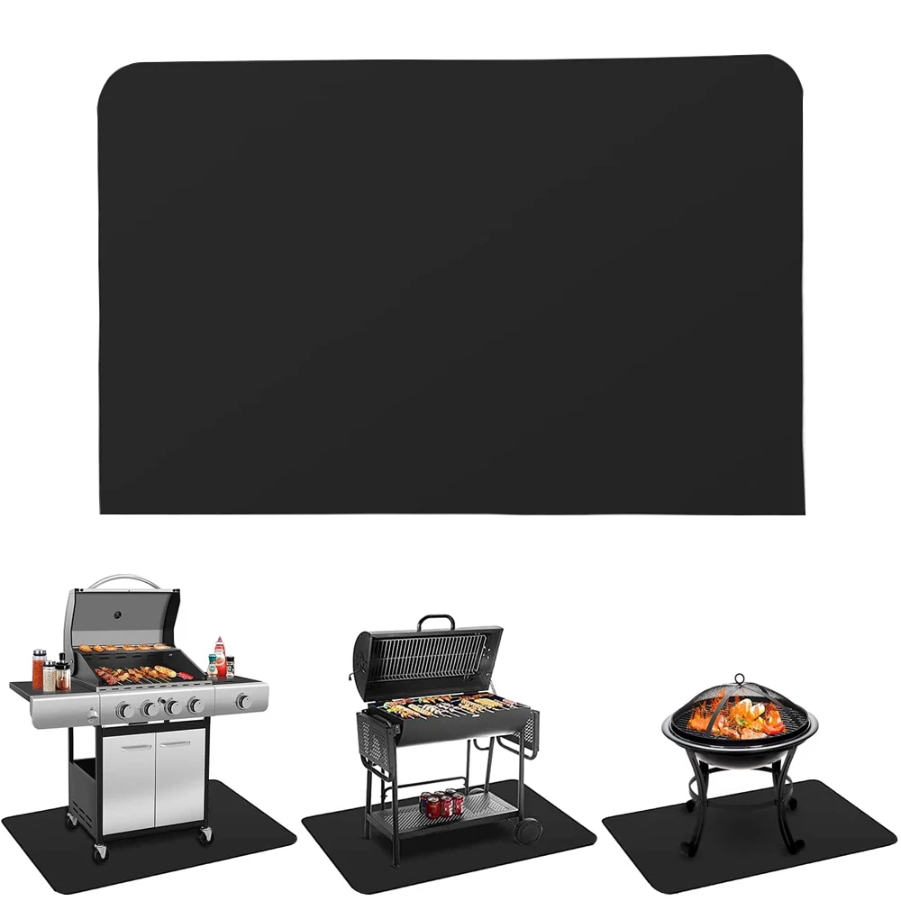Round Square Fireproof Hearth Mat Silicone Coated Glass Fiber Heat Resistant Protective Pad for Fireplace BBQ Camping Stove