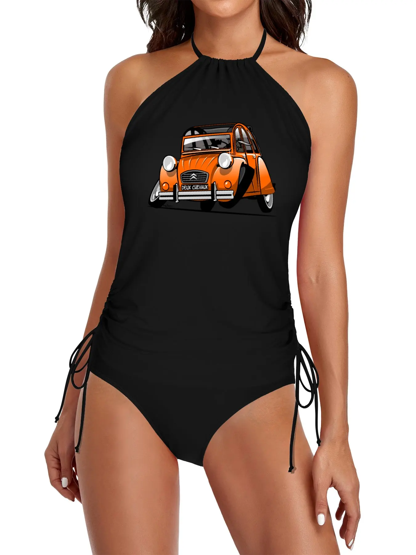 

2CV caricature orange Split Swimsuit Set luxury bikini womens beach wears summer outfit