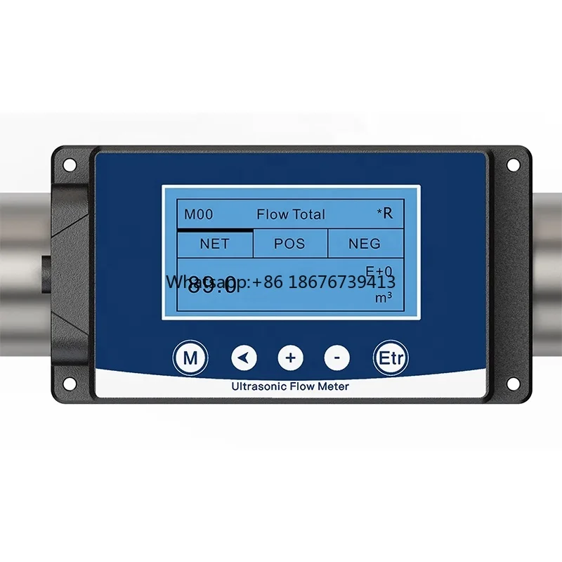 Water Oil Milk Beverages Clamp-on Type Ultrasonic Flowmeter 4-20mA DN15-DN40 LCD Display  Small Caliber Ultrasonic Flowmeter