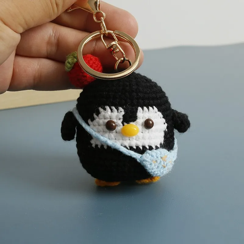 

Cute Penguin Doll Crochet Keychain Knitting Cartoon Penguin Keyrings Handmaking Knitted Animal Doll Keychain For Gifts Wholesale