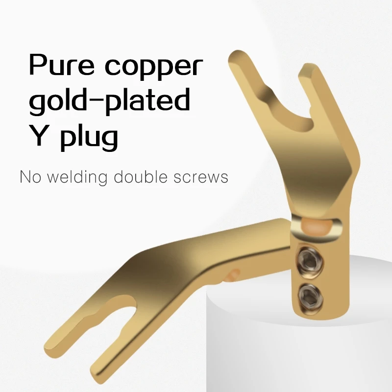 HiFi Audio Pure Copper Y Spade Plug Gold-plated HiFi Audio Adapter Speaker Cable Connector 4.5mm