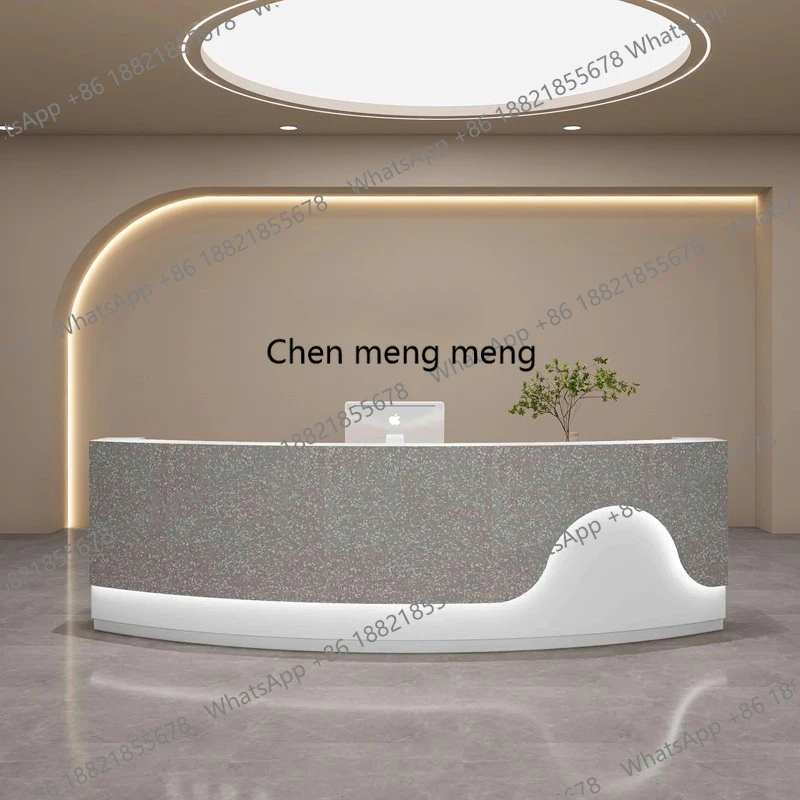 

ze5556 Простые современные стойки ресепшн удлиненной формы для салонов красоты, европейские представительские стойки ресепшн